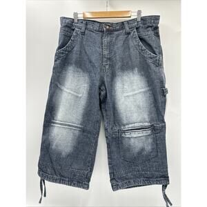 VINTAGE ESMX Carpenter Cargo Jeans Shorts Blue Washed Men’s Size 38x20